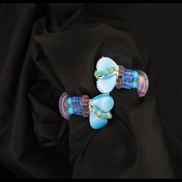 Retro Gummy Wrap Bangle Bracelet Made with Vintage Lucite -One of a Kind - Picture 8 of 12